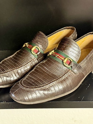 Gucci Lizard Horsebit brown loafers
