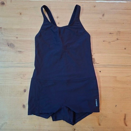 Nabaiji Girls' One-Piece Swimsuit Shorts Like New, Age 4-5, Blue