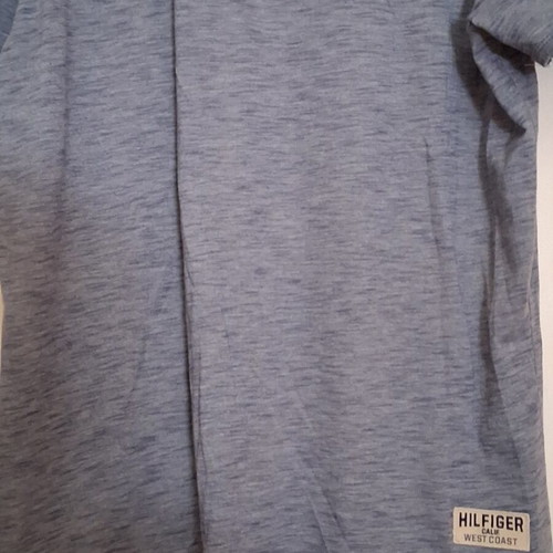 Tommy Hilfiger T-shirt like new, gray and blue with pocket and buttons