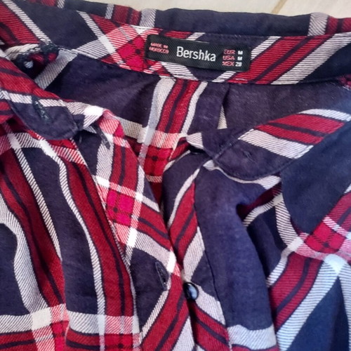 Bershka checked shirt used, size M, blue and red