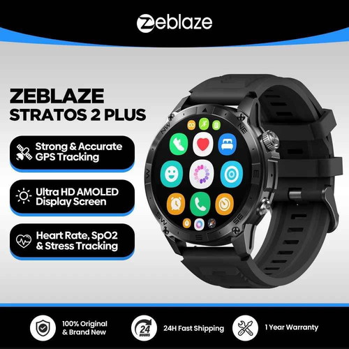 Zeblaze Stratos 2 Plus 1.43 inch AMOLED GPS smartwatch black new