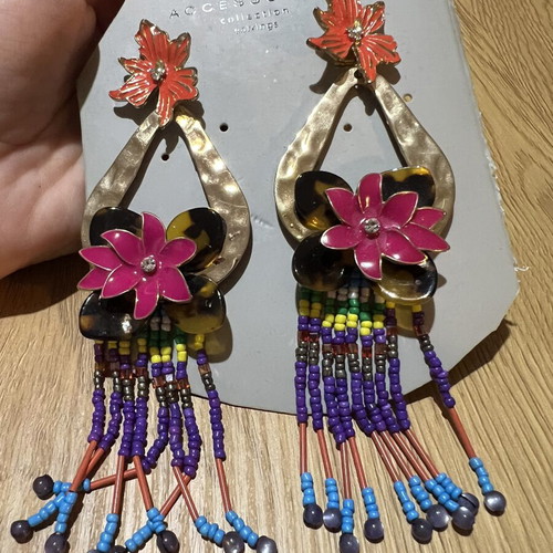 Zara earrings large with colorful beads like new