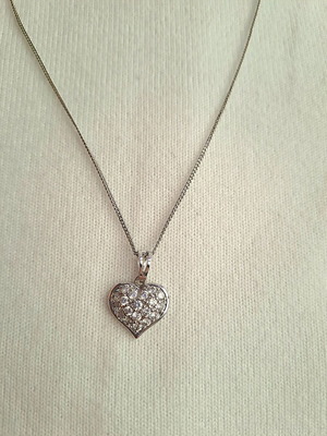 Steel heart necklace with zirconia new, silver color