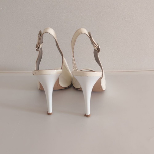 J. Bournazos Slingback Peep Toe Shoes used, ivory, size 38