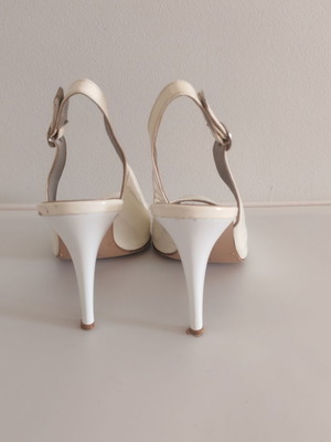 J. Bournazos Slingback Peep Toe Shoes used, ivory, size 38