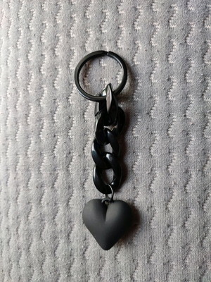 Keychain black plastic new, 11.5 cm