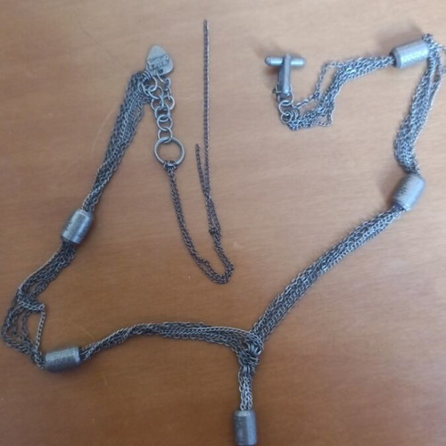 Gothic EJ Brand Necklace like new, long chain with cross guitar pendant