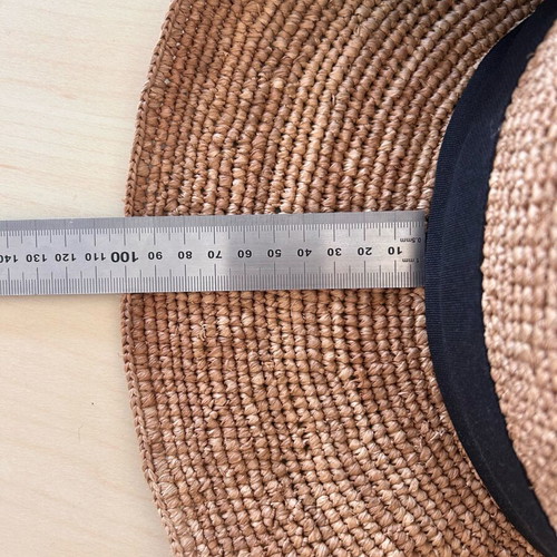 Camaïeu Raffia Sun Hat with Oversized Black Ribbon Bow New
