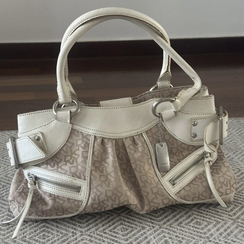 DKNY handbag used, leather, beige