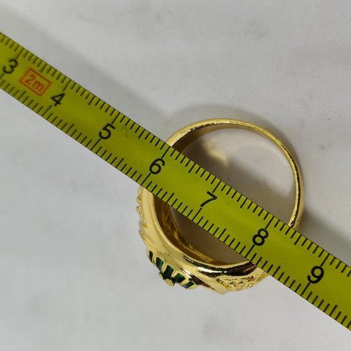 Pharaoh Ring with Enamel like new, size 12, gold color