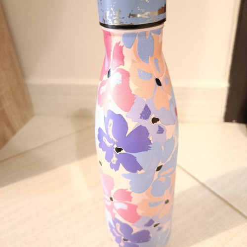 Stainless Steel Thermos Bottle used with Floral Pastel Design