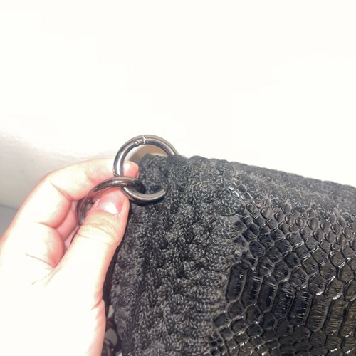 Shoulder bag used black handmade with chain