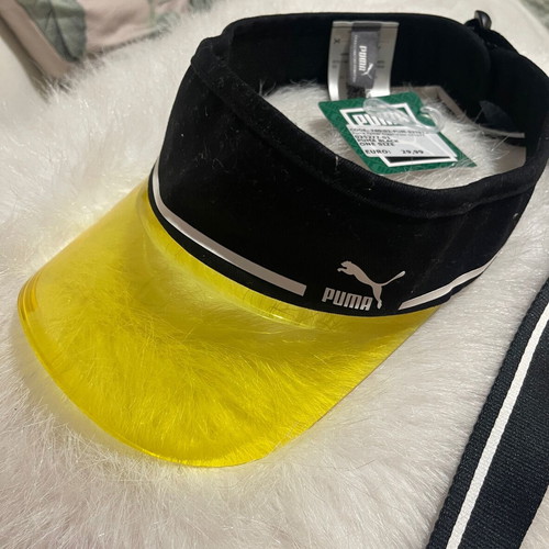 Puma visor cap new with tags, black and yellow transparent