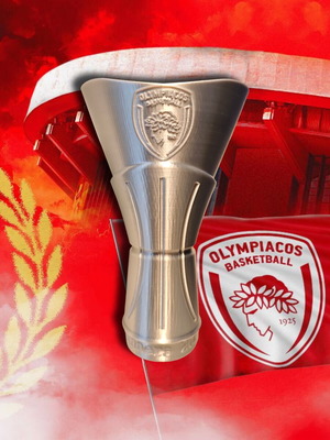Κύπελλο Euroleague Ολυμπιακός ρέπλικα, καινούργιο, ασημί PLA+