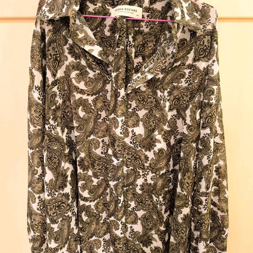 Vassia Kostara Green Paisley One Size Shirt new