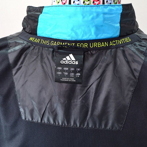 Adidas Adis Track Top with turquoise three-stripe shoulders, size L