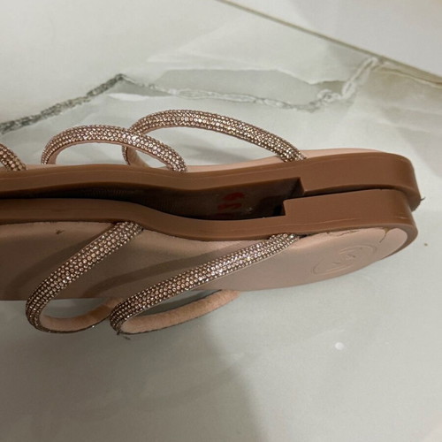 Beige sandal with silver rhinestones size 36 like new