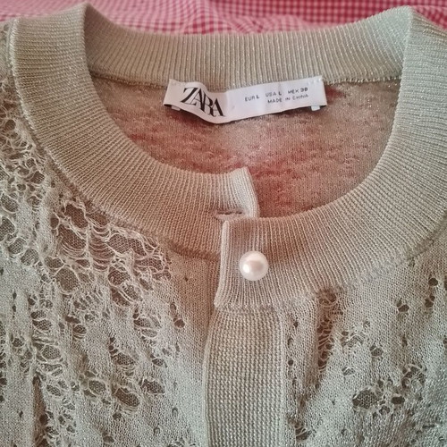 Zara cardigan like new, knitted gray-green with pearl buttons, size L