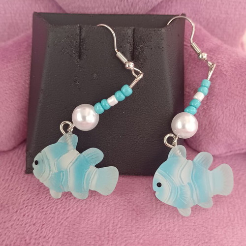 Antica Murrina Murano earrings with fish and pearls like new
