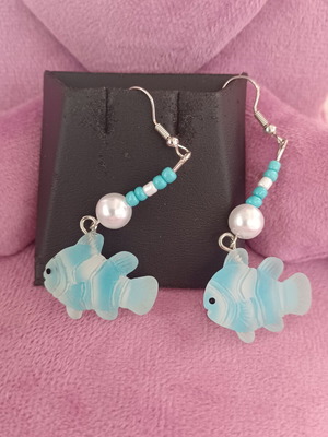 Antica Murrina Murano earrings with fish and pearls like new