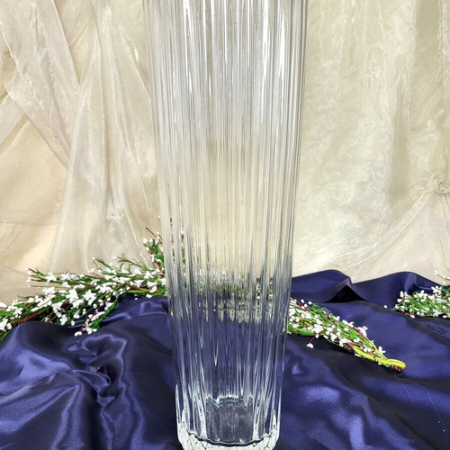 Crystal floor vase 60cm like new, vintage minimal design