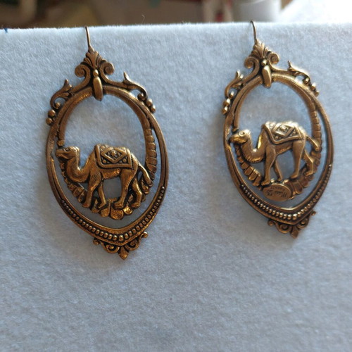 Bronze earrings new, ethnic style, gold-colored