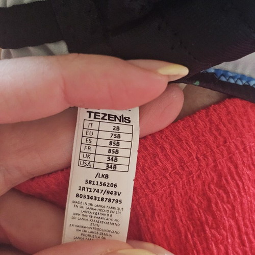 Tezenis corset blouse, black with floral pattern, size 75B