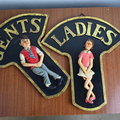 Rare WC Sign Set used, ideal for catering