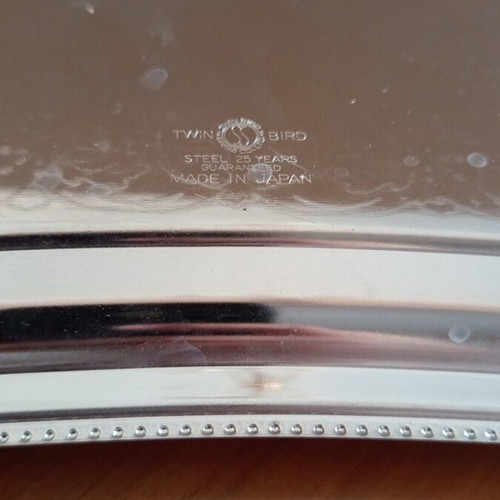 Twin Bird vintage silver-plated serving tray with embossed floral design