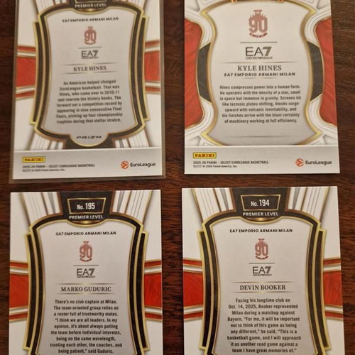 Panini Euroleague Select Armani Milan pack of 4 cards new