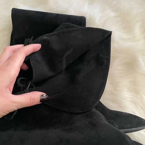 Nine West black suede high boots like new, size 37.5-38