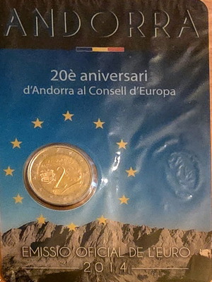 Ανδόρα 2 ευρώ 2014 καινούργιο, 20 χρόνια Συμβουλίου της Ευρώπης