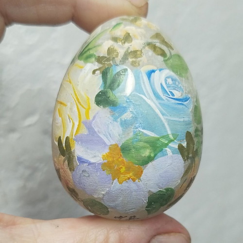 Easter marble egg with handmade painting 6 cm new