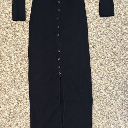 Zara long black ribbed dress like new, size S