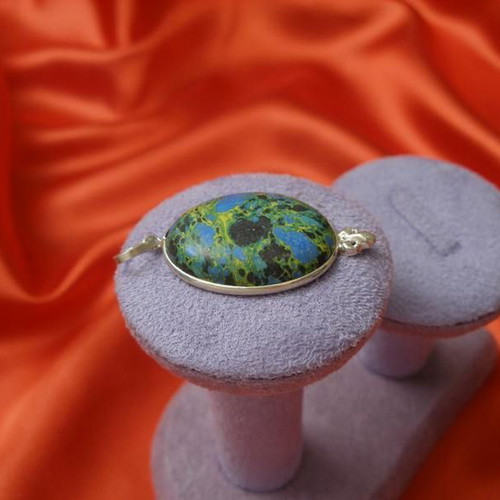 Orbicular jasper mineral pendant in 925 silver necklace new