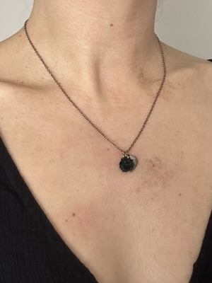 Necklace with black rose and heart pendant used, goth style