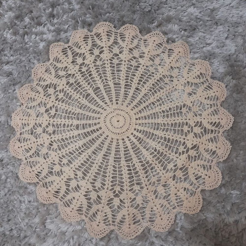 Handmade doily like new, ecru-beige color