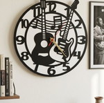 Wall clock with guitar theme like new, analog
