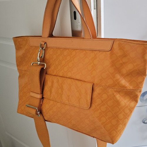 Gherardini shoulder bag used, orange, polyester and polyurethane fabric