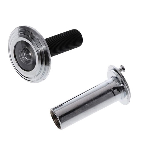 Door peephole with cover silver