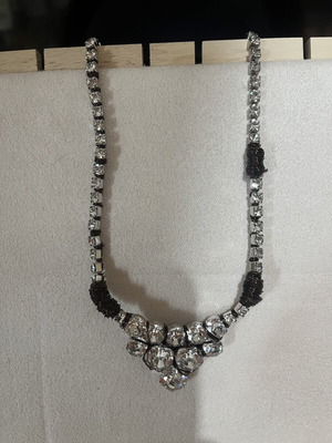 Women's silver-tone statement necklace with rhinestones