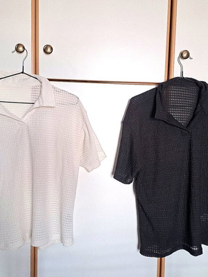 Set of 2 old money style blouses new, sizes M and L, black and beige