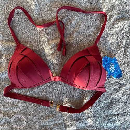 Luna reinforced triangle bikini top 70B new, terracotta color
