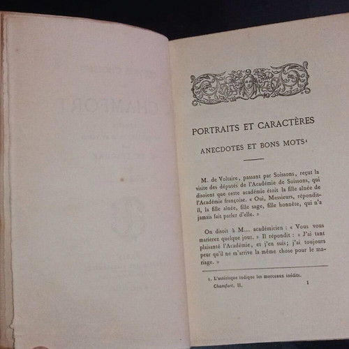 Nicolas Chamfort book 1879 used, volume 2, French text