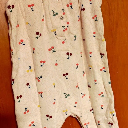 Vertbaudet overalls 74 cm like new with cherries and ribbon