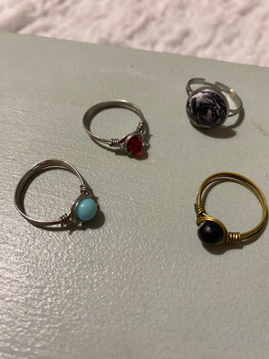 Set of 4 handmade rings new, silver and gold, boho style
