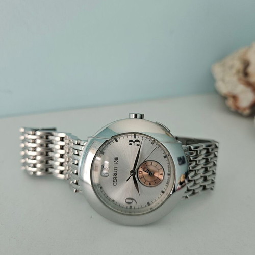Cerruti 1881 Standard C transatlantic Swiss watch like new, silver