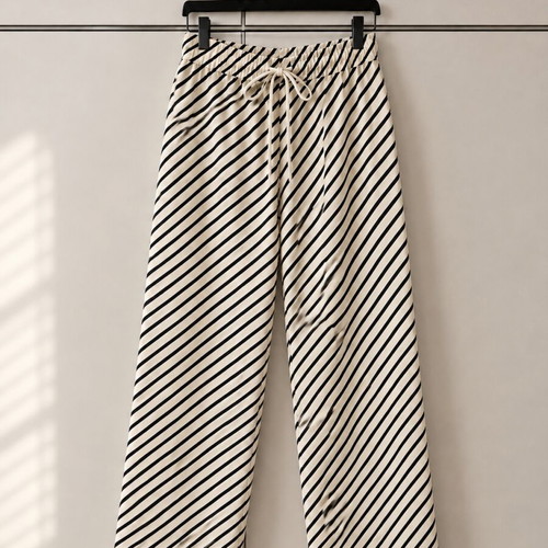 Satin pants with stripes, new, size M