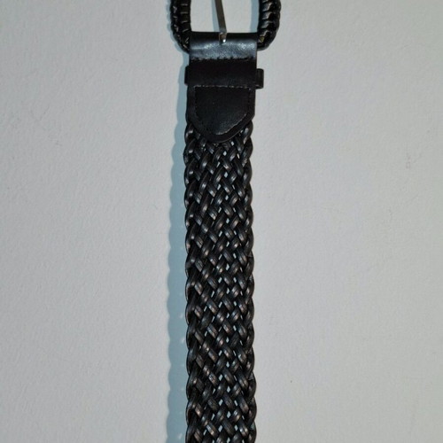 Braided belt used, adjustable, dark brown-gray metallic