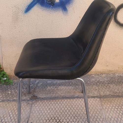 Καρέκλα με μεταλλική βάση και δερματίνη μεταχειρισμένη, δεκαετίας του 60